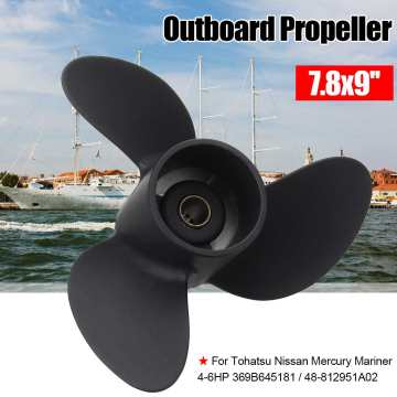 7.8 x 9'' Marine Outboard Propeller For Tohatsu/Nissan/Mercury 4-6HP 369B645181 / 48-812951A02 Aluminum Alloy 12 Spline Tooth