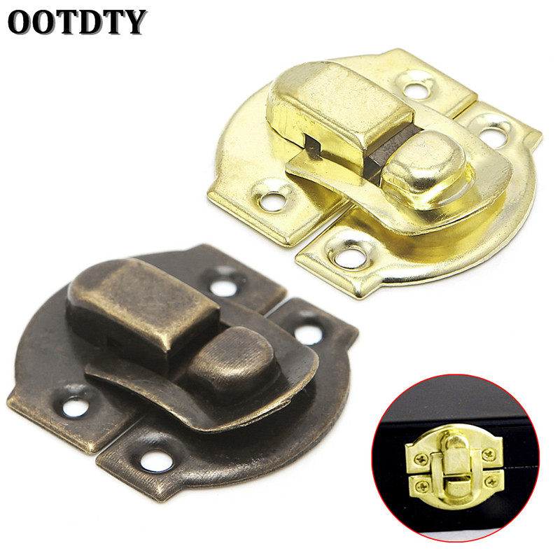 10PCS OOTDTY Antique Metal Lock 25x20mm Wooden Jewelry Box Decorative Padlock Hasps Latch With Screws Furniture Hardware