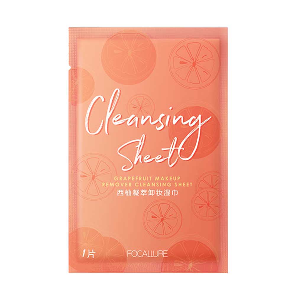 FOCALLURE Grapefruit Extract Facial Cleaning Sheet Makeup Remover Wet Wipe