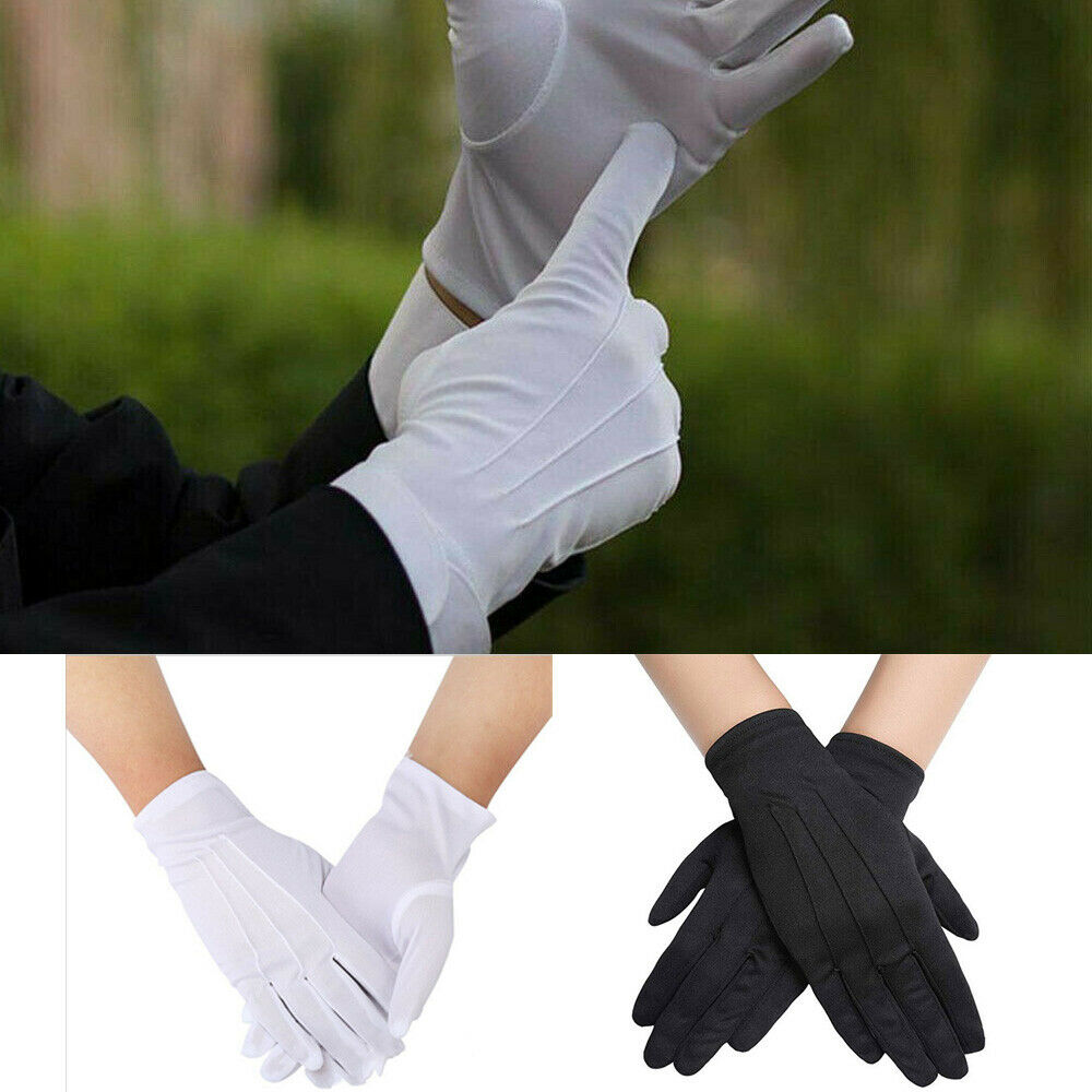 1Pair Solid White Tuxedo Gloves Party Festive Wedding Ceremony Formal Uniform Guard Band Butler Waiter Gloves