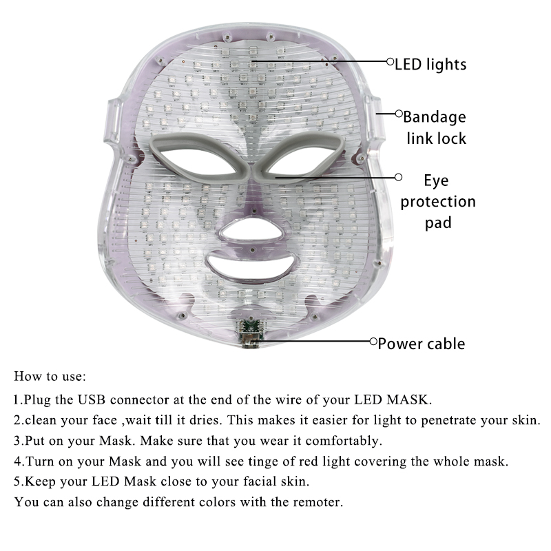 7 Colours LED Facial Mask Mascara Facial Aesthetics Skin Care Rejuvenation Wrinkle Acne Removal Face Beauty Instrument