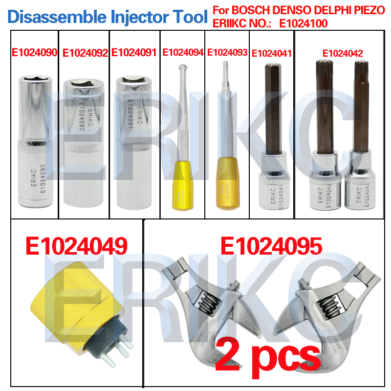 ERIKC common rail injector repair and injection valve plate remove tools, sealing rings intallation tool kits