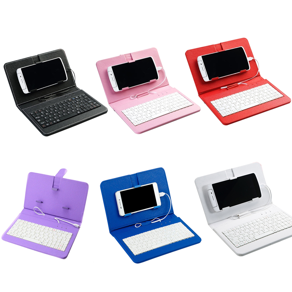 2019 Hot Sales Portable PU Leather Keyboard Case for Samsunge Protective Keyboard For 4.8-6.0 inch Mobile Phone