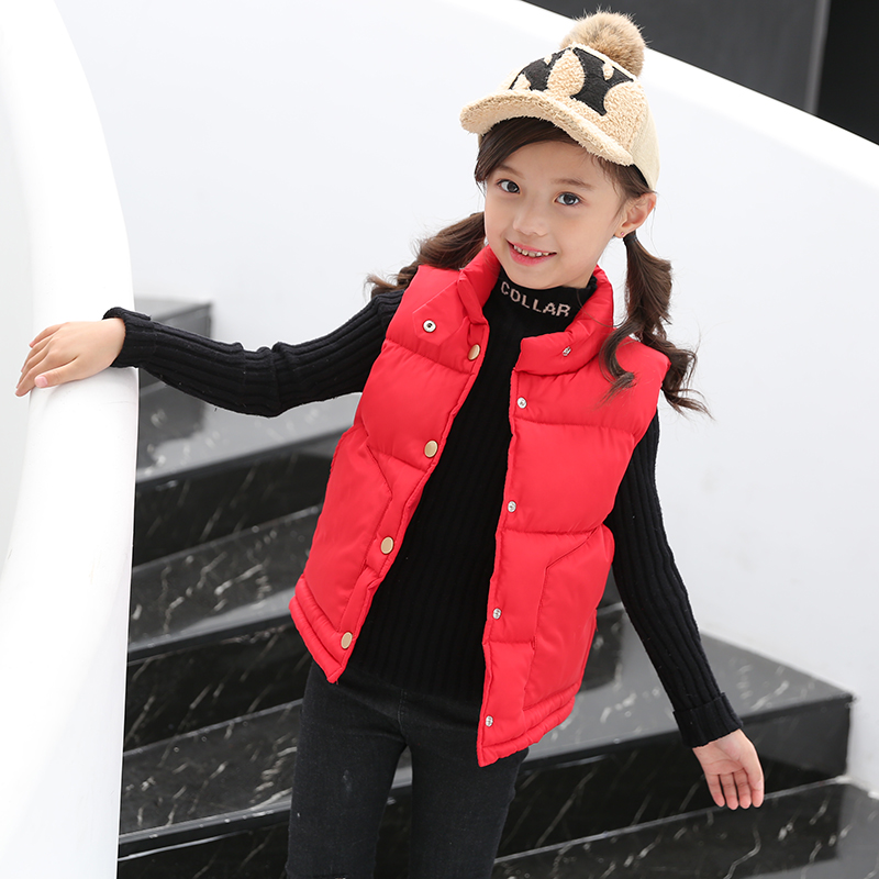 2020 Winter Boys Girls Sleeveless Down Cotton Warm Vest Jacket Solid Color Coat Kids Toddler Warm Waistcoat Vest Outwear Clothes