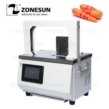 ZONESUN Automatic Strapping Machine Opp Hot Melt Supermarket Vegetable Baler For Sausage Food Tape Strapping Binding Machine