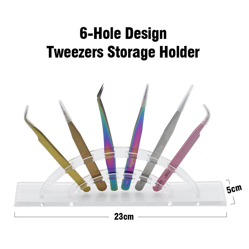 THINKSHOW 6 Holes Eyelashes Tweezers Storage Holder Convenient Tweezers Shelf Acrylic Arc Holder Stand Beauty Makeup Tools