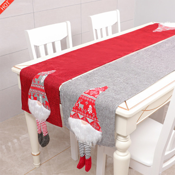 Cartoon Faceless Doll Christmas Table Flag Linen Tablecloth Table-Runner New Year Dinner Table Decor Home Christmas Decoration