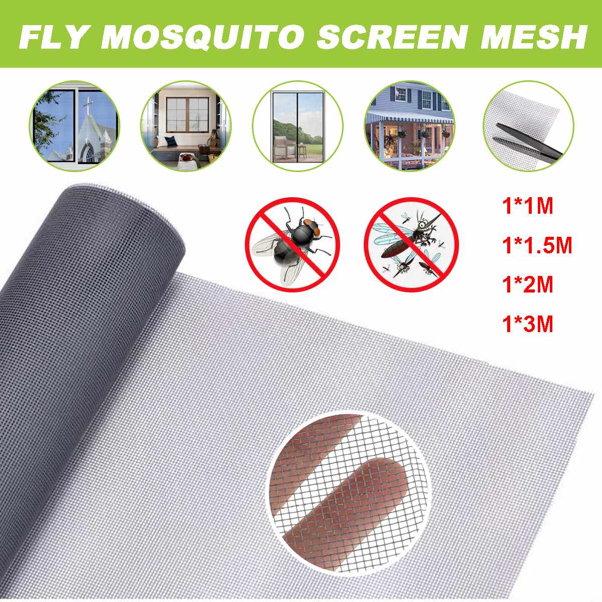 1-3 Meters 20 Meshes Nano Fly Mosquito Screen Net Mesh for Door Window, Protect Baby & Family from Insect and Bug