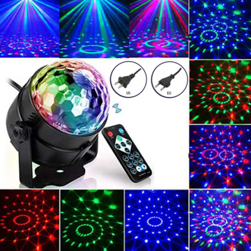 Colorful Sound Activated Disco Ball LED Stage Lights 3W RGB Laser Projector Light Lamp Christmas Party Supplies Kids Gift