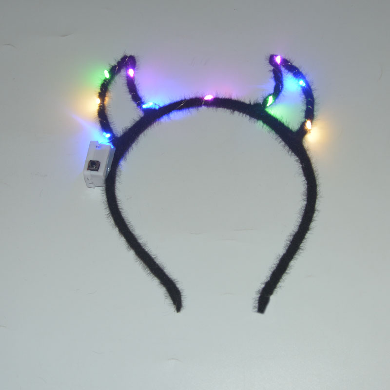 LED Blinking Flashing Devil Demon Headband Ear Headwear Glow Party Supplies Light up Gift For children and adult