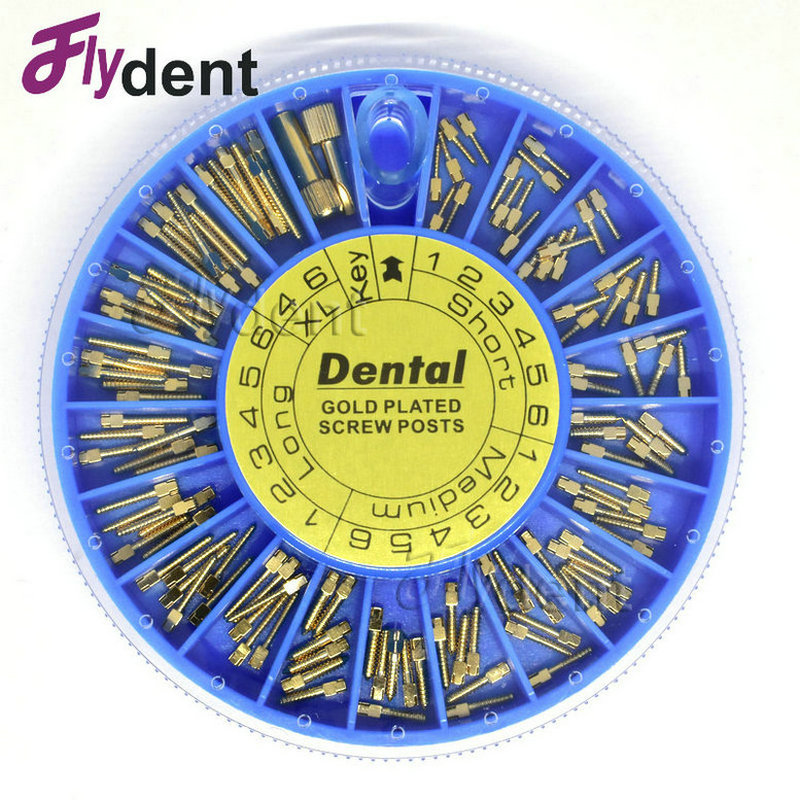 Dental stainless steel screw post gold plated screw post 120pcs dental materials for dentist tool dentistry