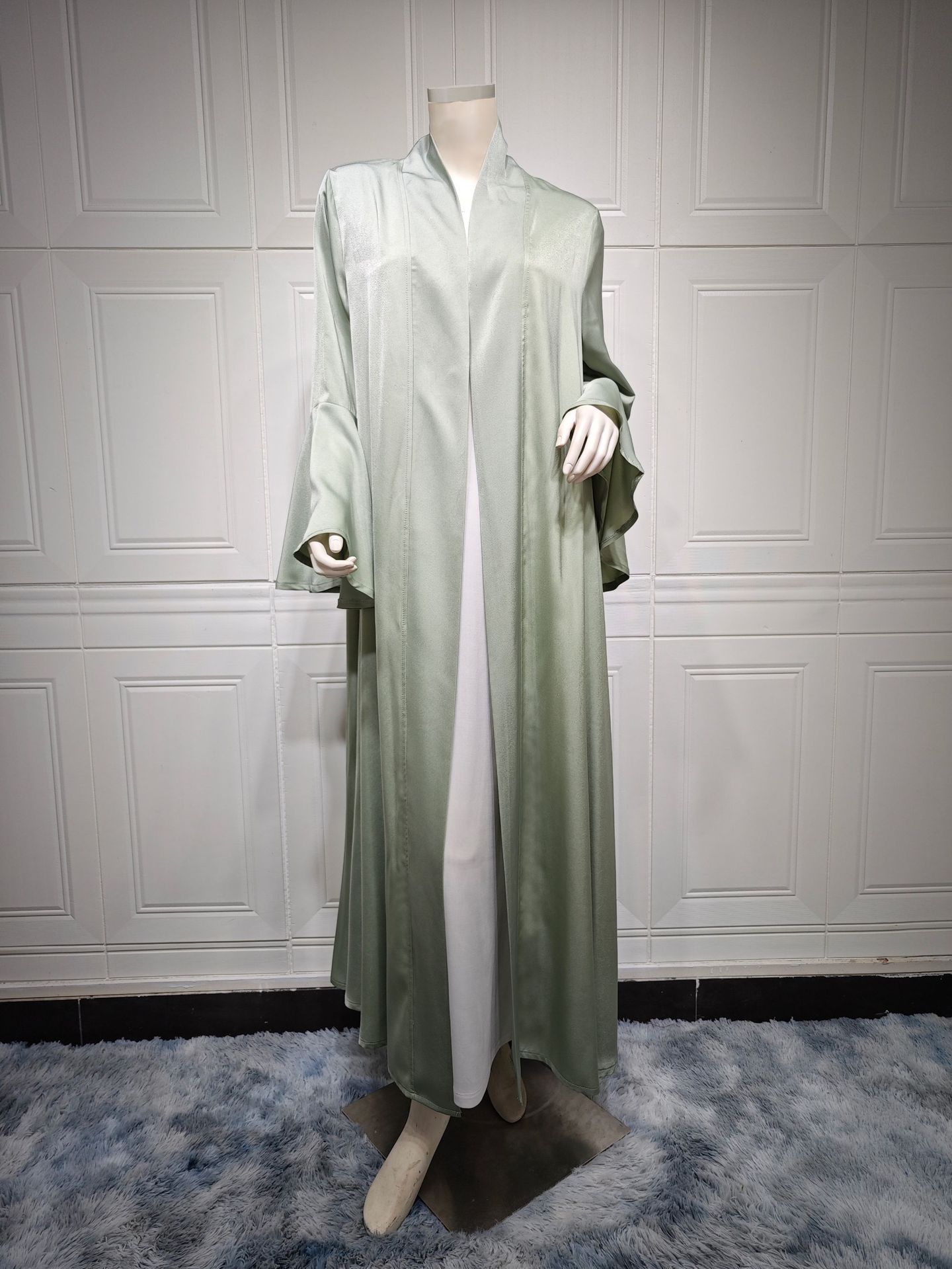 Flowy Open Front Ruffle Sleeve Abaya