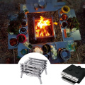 Stainless Steel Camping Folding Barbecue Grill Carbon Oven Wood Stove Bonfire Rack Barbecue Incinerator for Roasting Cooking