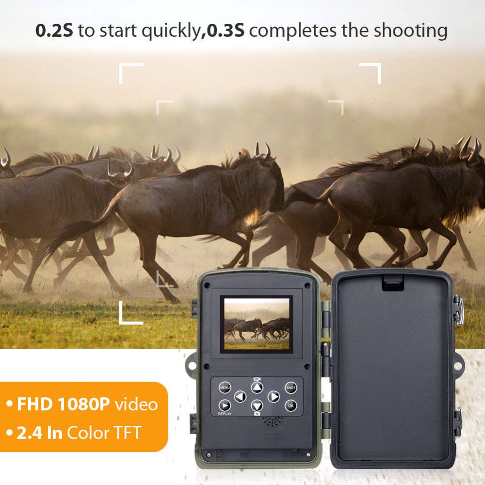 HC801A Hunting Camera 16mp 1080p Ip65 Night Version Trail Cameras Photo Traps 0.3s Trigger Waterproof Wildlife Wireless Camera