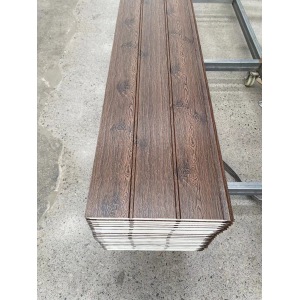 Brown Wood Grain Double Groove Metal Carved Panel Exterior Wall Panel