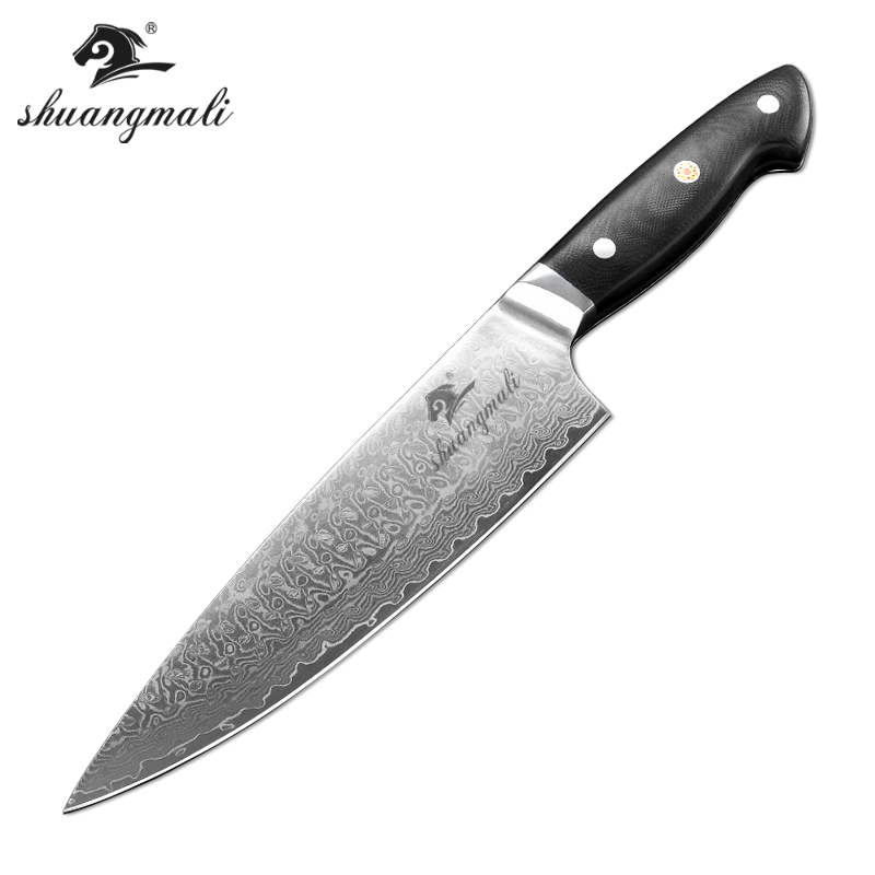 Shuangmali 8 Inch Cooking Kitchen Knife VG10 Core Damascus Steel Utility Chef Knives Sharp Slicing Meat Vegetable Cleaver Knife