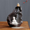 Handcrafted Ceramic Lotus Monk Backflow Incense Burner Incense Stick Holder Waterfall Censer Tea Pet Home Decor + 20pcs Cones