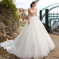 Ashley Carol A-Line Wedding Dress 2020 Elegant V-neck Lace Appliques Sleeveless Beach Bride Gowns Illusion Vestido De Noiva