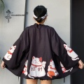 Japan Cat Print Kimono New Cardigan Female Loose Shirt Tops Casual Kimonos Coat Yukata Women Kimonos Harajuku Asian Clothing