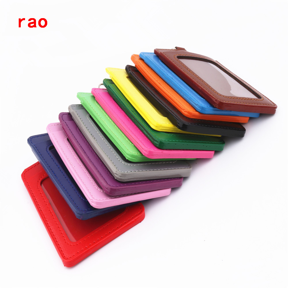 Luxury quality 610 PU Leather material double card sleeve sets ID Badge Case Clear Bank Credit Card Badge Holder Accessories