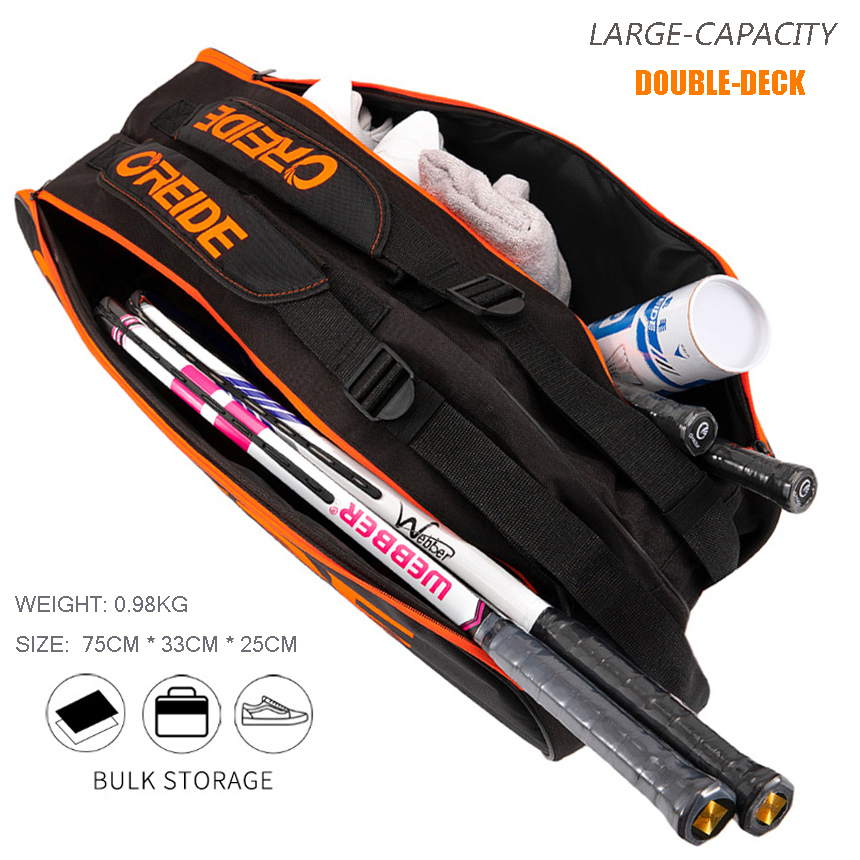 Double-Layer Tennis Bag 6-12 Rackets EVA Badminton Backpack Large With Shoes Pocket Bulk Storage Waterproof Racquet Sport Cover