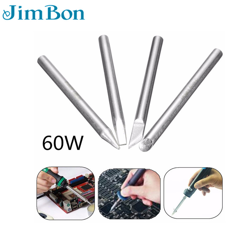 JimBon 4pcs 60W Soldering Iron Tips Solder Tip Head Lead-free Screwdriver Iron Tip For Rework Station Tool Kit