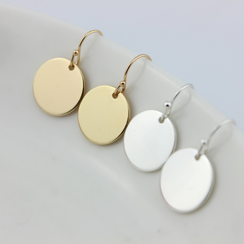 Vintage Gold/ Disk Round Minimalist Circle Dangle Earrings 2019 Fashion Women Monogram Blank Hook Earrings Jewelry New