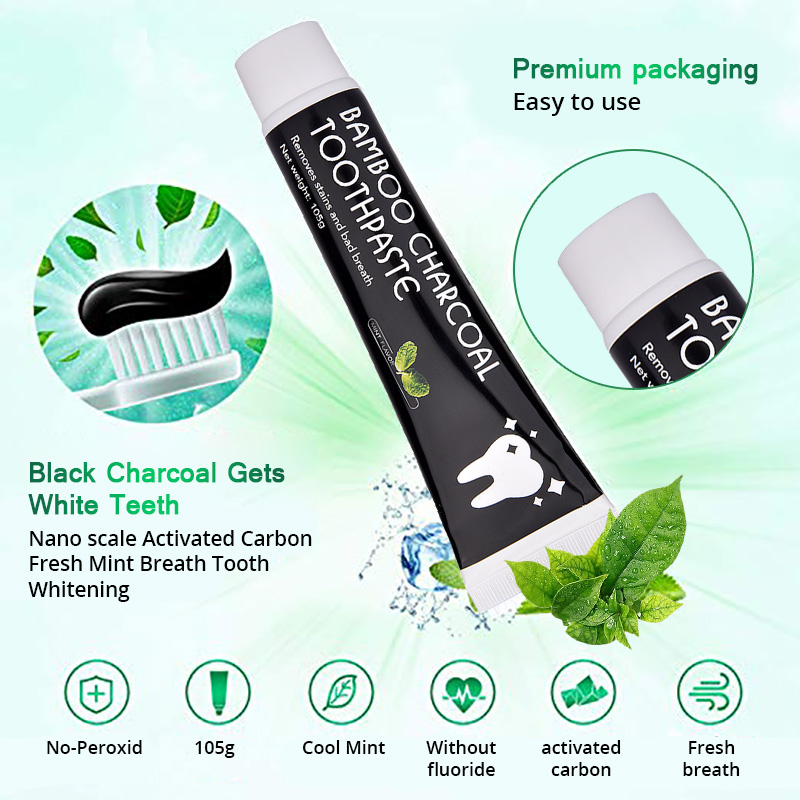 Tongwode Natural Bamboo Charcoal Toothpaste Dental Care 105g Activated Teeth Whitening Charcoal Toothpaste for Adult