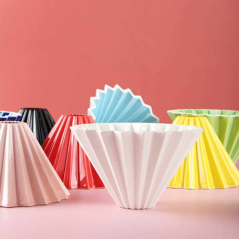 V60 Colorful Ceramic Flexagon Permanent Coffee Filters Holder Maker Cone Type Paper Folding Design Cafe Dripper Strainer Tools