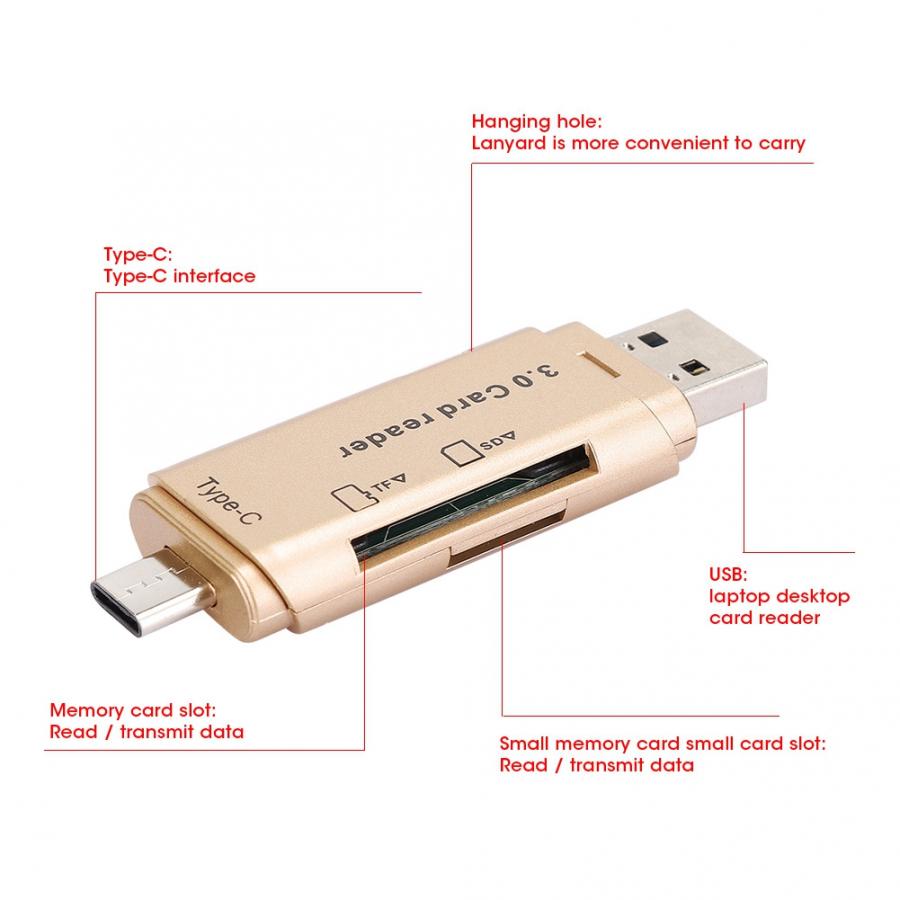 Multi-Function Card Reader for Mobile Phone Computer 2 in 1 Portable Converter Memory TF SD Card Reader USB