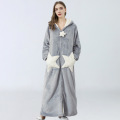 nightgown for women sleepwear robe Cute Spring and Autumn thick women's winter flannel men's zipper long coral fleece