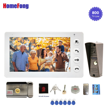 HomeFong 7 inch Visual Intercom with Lock Wired Video Door Phone Door Access Control 3A Power for Home Apartment Security