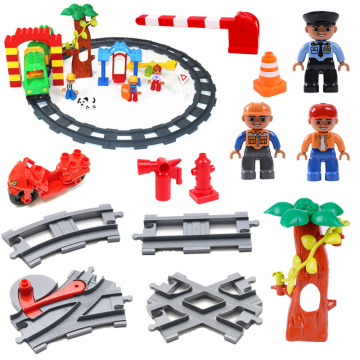 DIY Building Blocks Train Tracks Playground Accessories Parts Education Toys for Children Kids Birthday Gifts