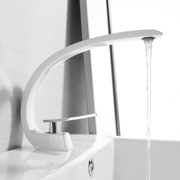 Basin Faucets Modern Bathroom Mixer Brass Washbasin Torneira Single Handle Hole White Waterfall Taps LH-16990