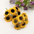 12pcs/lot 3cm Mini Silk Sunflower Gerbera Artificial Flower Wedding Dresser DIY Wreath Gift Box Cut & Clip Craft Fake Flower