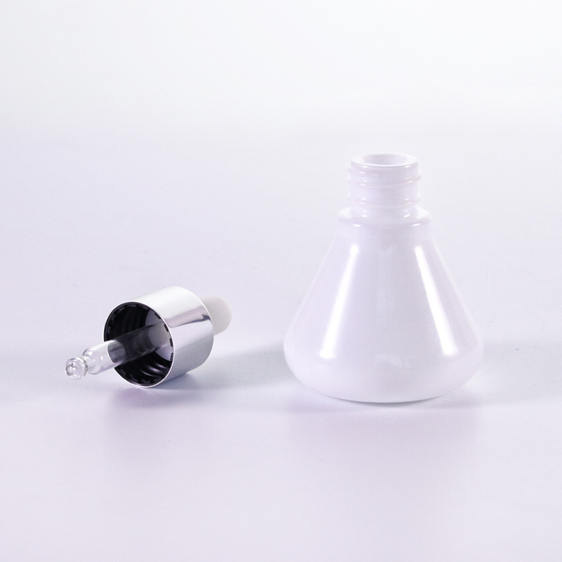 Special Shape White Serum Bottle With Silver Dropper1 Jpg