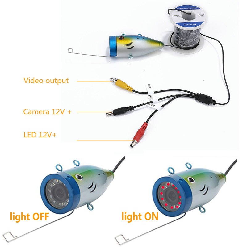 DVR Recorder Fishing Finder Camera 7''LCD 1000TVL 12 PCS LED Waterproof Camera Fishing Video Underwater Fishing Camera