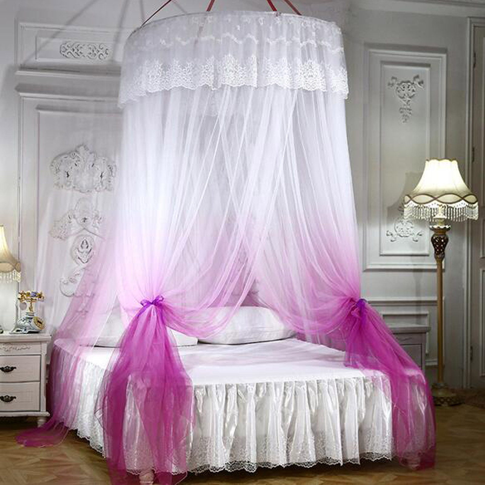 Bed Canopy Double Colors Hung Mosquito Net Princess Bed Tent Curtain Foldable Canopy On The Bed Elegant Fairy Lace Dossels #T2G