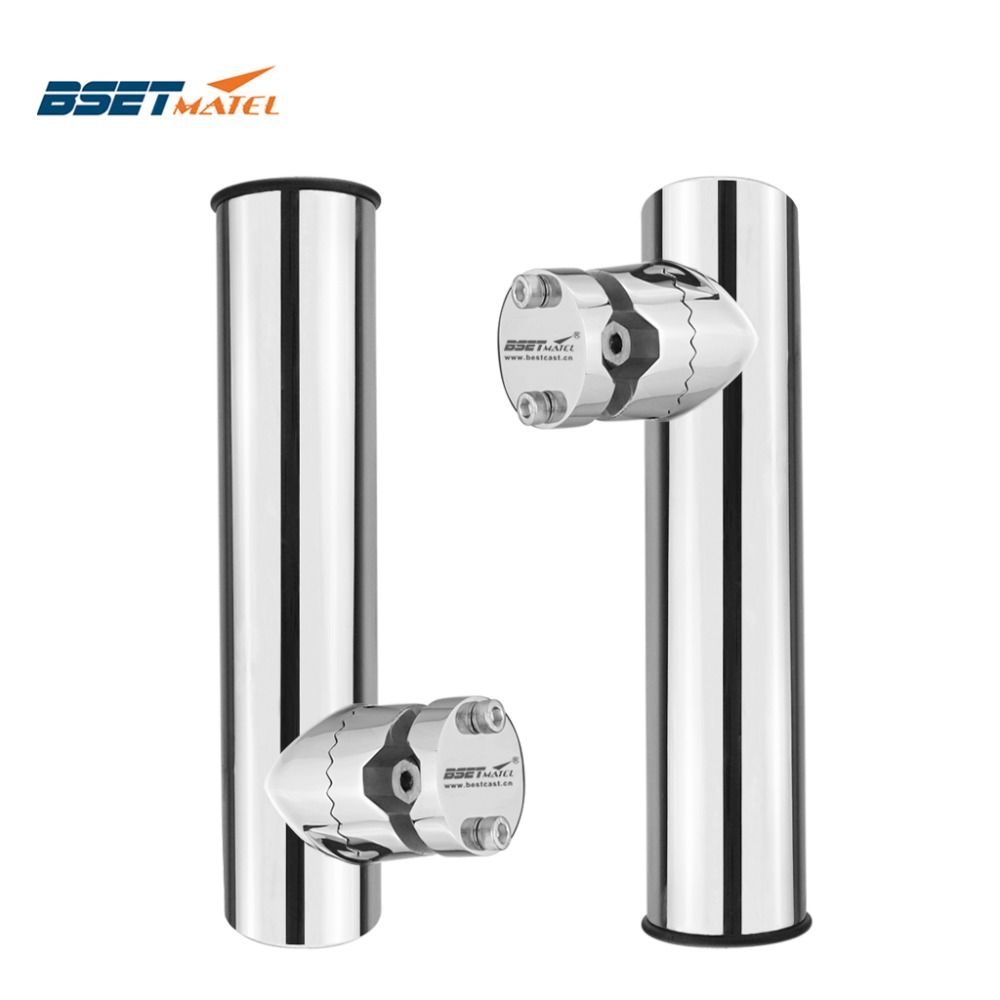 2PCS Rail Mount SS316 fishing rod rack holder pole bracket support with clamp on rail 19 to32mm boat marine hardware