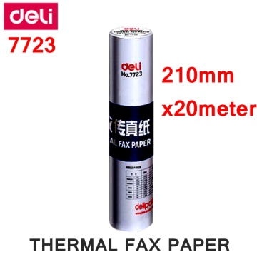 1 Roll Deli 7723 Thermal fax paper A4 210mm X 20meter Thermal fax machine paper 55g coated paper 210mm x 50mm diameter