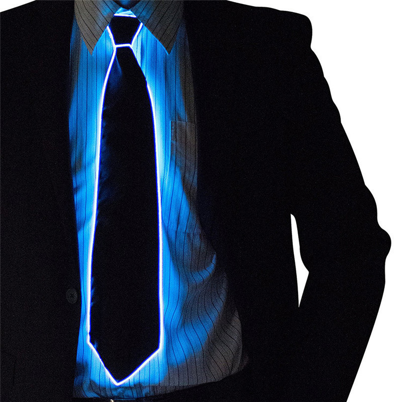 New Awesome EL Wire Tie Flashing Cosplay LED Tie Costume Anonymous Necktie Glowing DJ BAR Dance Carnival Party Masks Cool Props