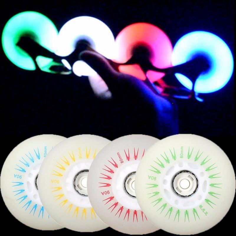 Fashion 80mm Flashing LED Light Roller Whirlwind Pulley Flash Wheels Heel Roller Adjustable Simply Roller Skating Shoes