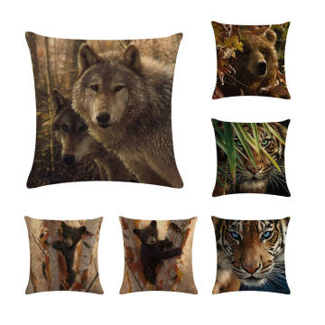 Domineering Animals Cushion Cover Wolf Tiger Bear Fox Throw Pillow Case 45*45cm Square Couch Outdoor Rock Chair Decoration ZY277