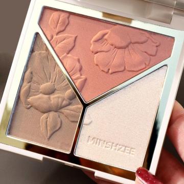 3 Colors Pearl Matte Blush Highlight Makeup Palette Bronzer Contouring Brighten Smooth Easy Color Blush Powder Bronzer TSLM2