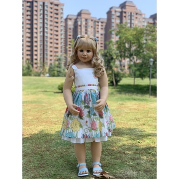 100CM Hard vinyl toddler princess girl doll toy like real 3-year-old size child clothing photo model big dress up doll baby gift