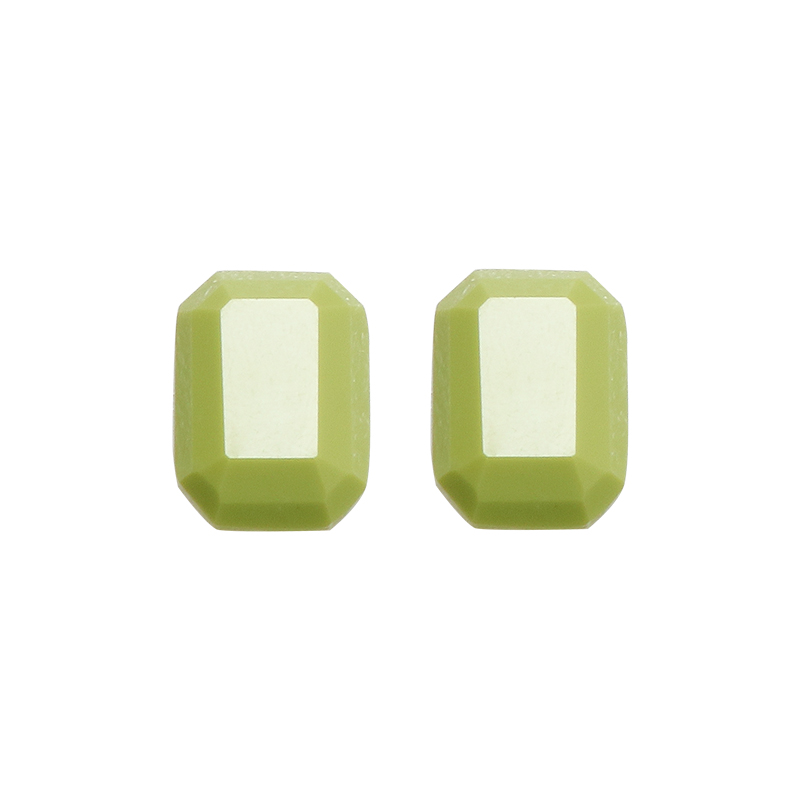 Fresh avocado green rectangular gem cut resin patch DIY handmade jewelry earrings nail accessories materials