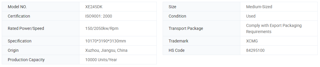 XE245DK 2020 Year Second Hand Excavator 25 Ton Used Crawler Excavator