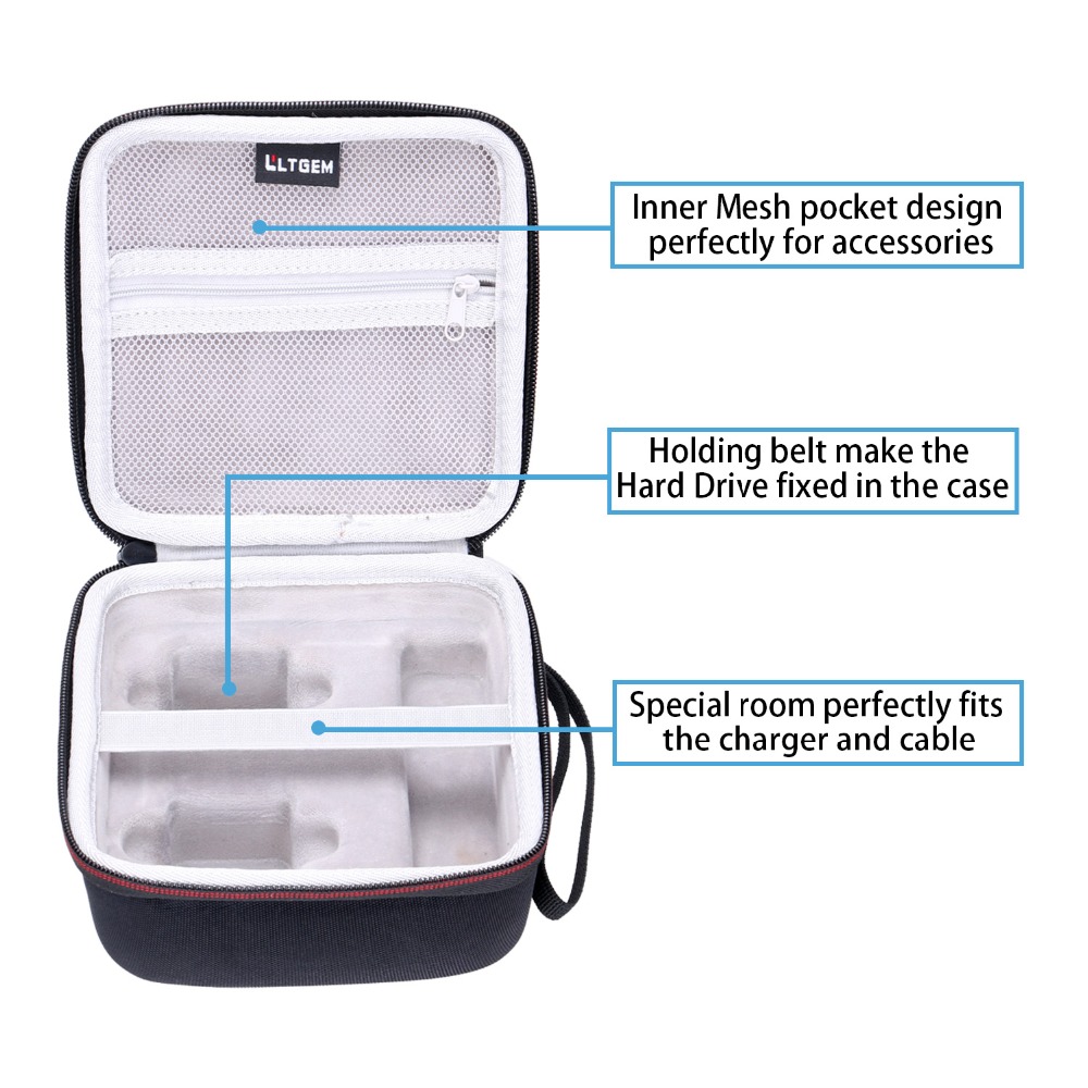 LTGEM Storage Case for WD 1TB, 2TB, 3TB, 4TB My Passport Wireless Pro Portable External Hard Drive -Travel Protective Carry Bag