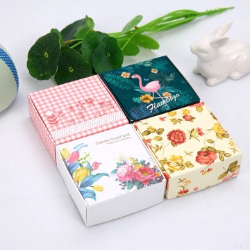 10pcs Printed Kraft Paper Gift Boxes Square Handmade Soap Packaging Box Small Jewelry/Cookies/Candy Display Paper Boxes