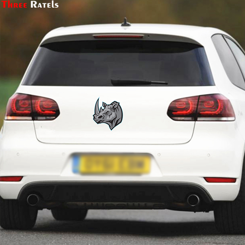 Three Ratels LCS391# 12x13.6cm rhinoceros colorful car sticker funny stickers styling removable decal